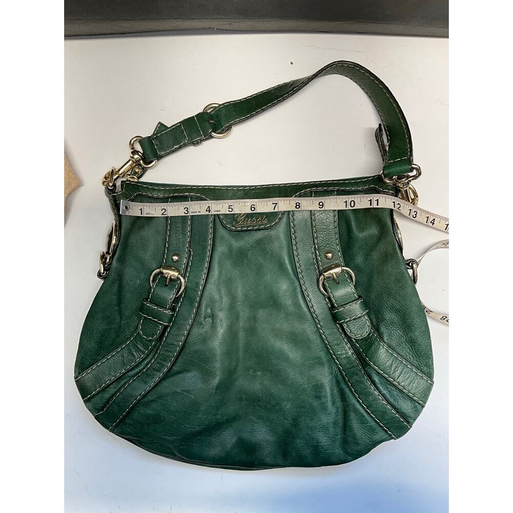 Gucci Green Leather Shoulder Hobo Bag Gold Hardware - Picture 4 of 16